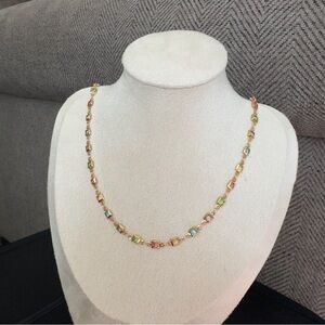 Minimalist gold filled necklace with colored zirconia